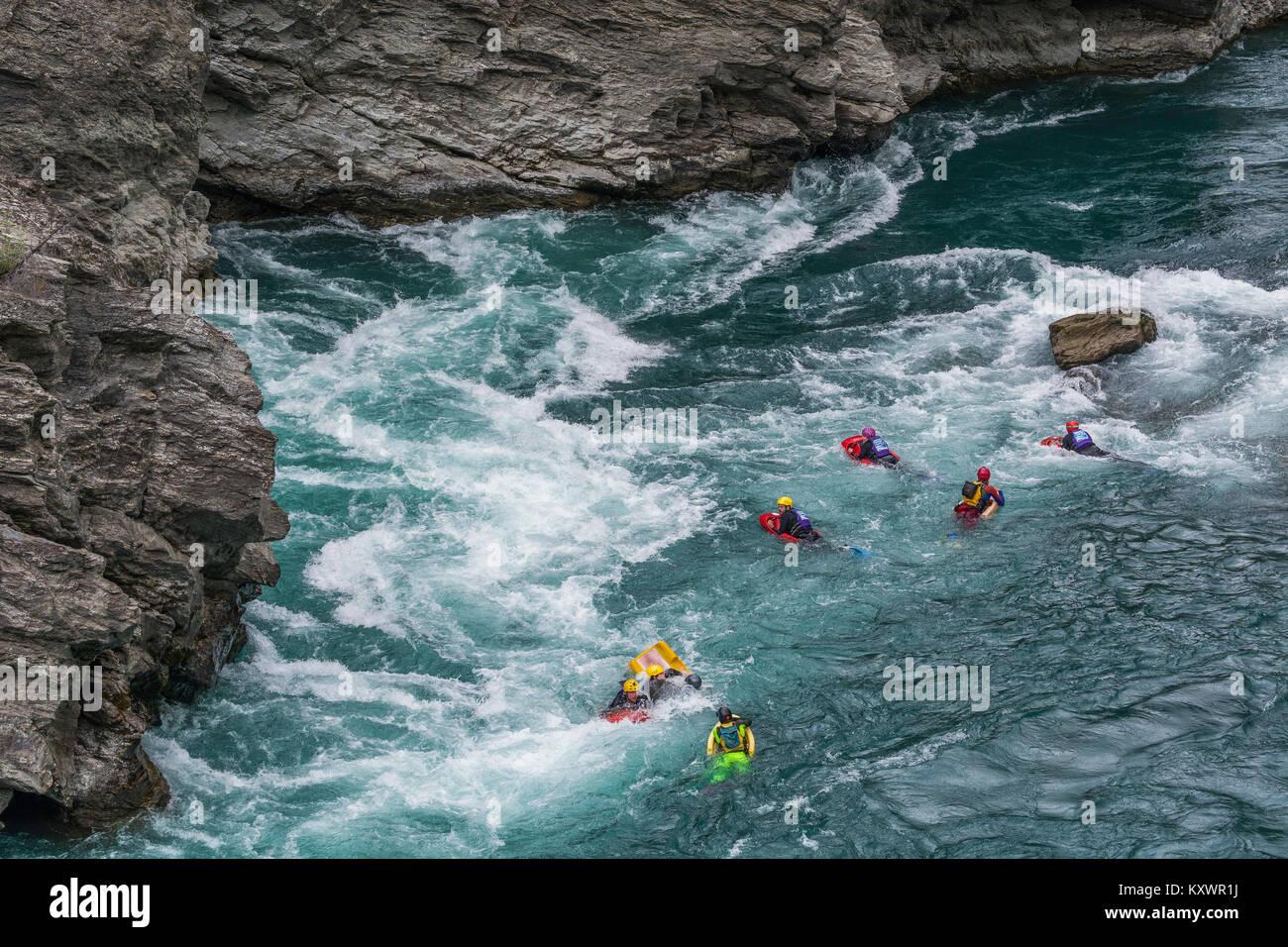 Wilde Wasser schwimmen bei Kawarau Gorge, Neuseeland Stockfoto