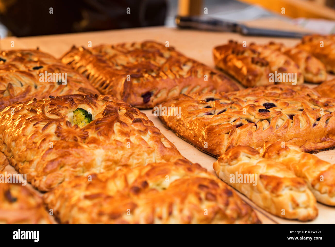 Coulibiac ist die traditionelle russische pie Stockfoto