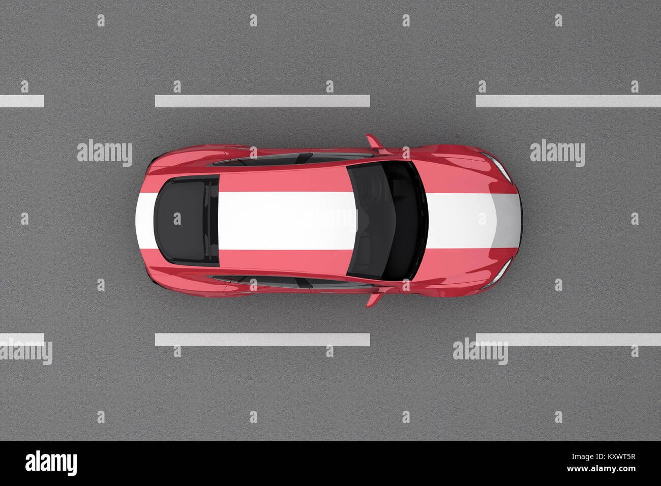 Auto aus Österreich Land Flagge bemalt. 3D-Rendering Stockfoto