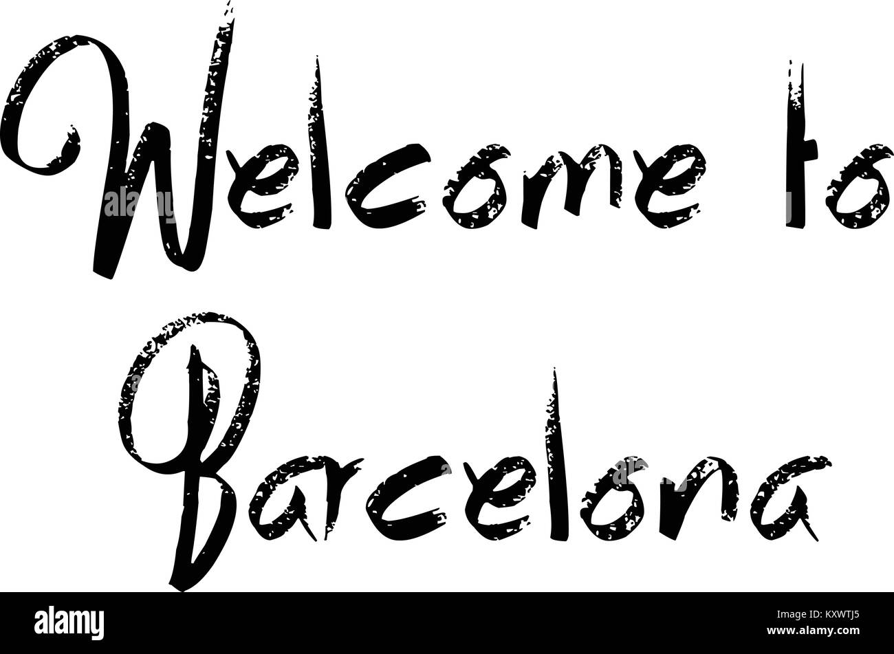 In Barcellona Text zeichen Abbildung auf weißem Hintergrund Willkommen Stock Vektor