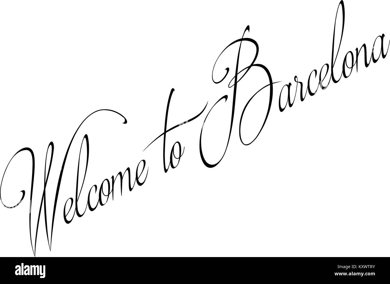 In Barcellona Text zeichen Abbildung auf weißem Hintergrund Willkommen Stock Vektor