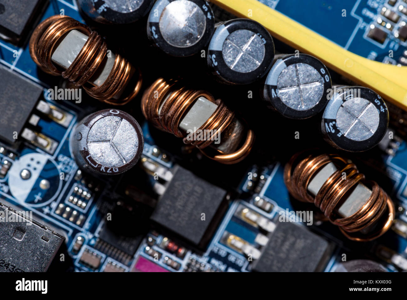Selektiver Fokus der Computer motherboard verschiedene Details Stockfoto