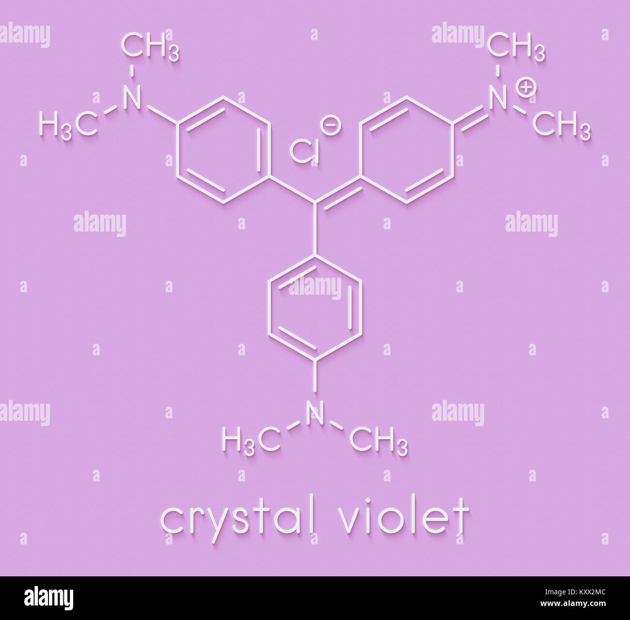 Crystal Violett (gentianaviolett) Molekül. Farbstoffmolekül in Gram-färbung eingesetzt. Skelettmuskulatur Formel. Stockfoto