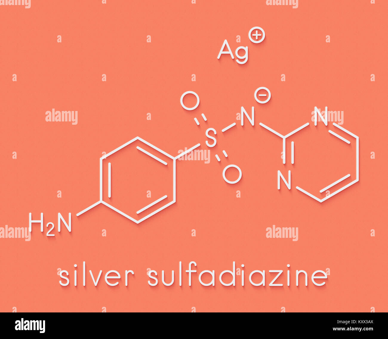 Silbersulfadiazin antibakterielles Medikament Molekül. Bei der