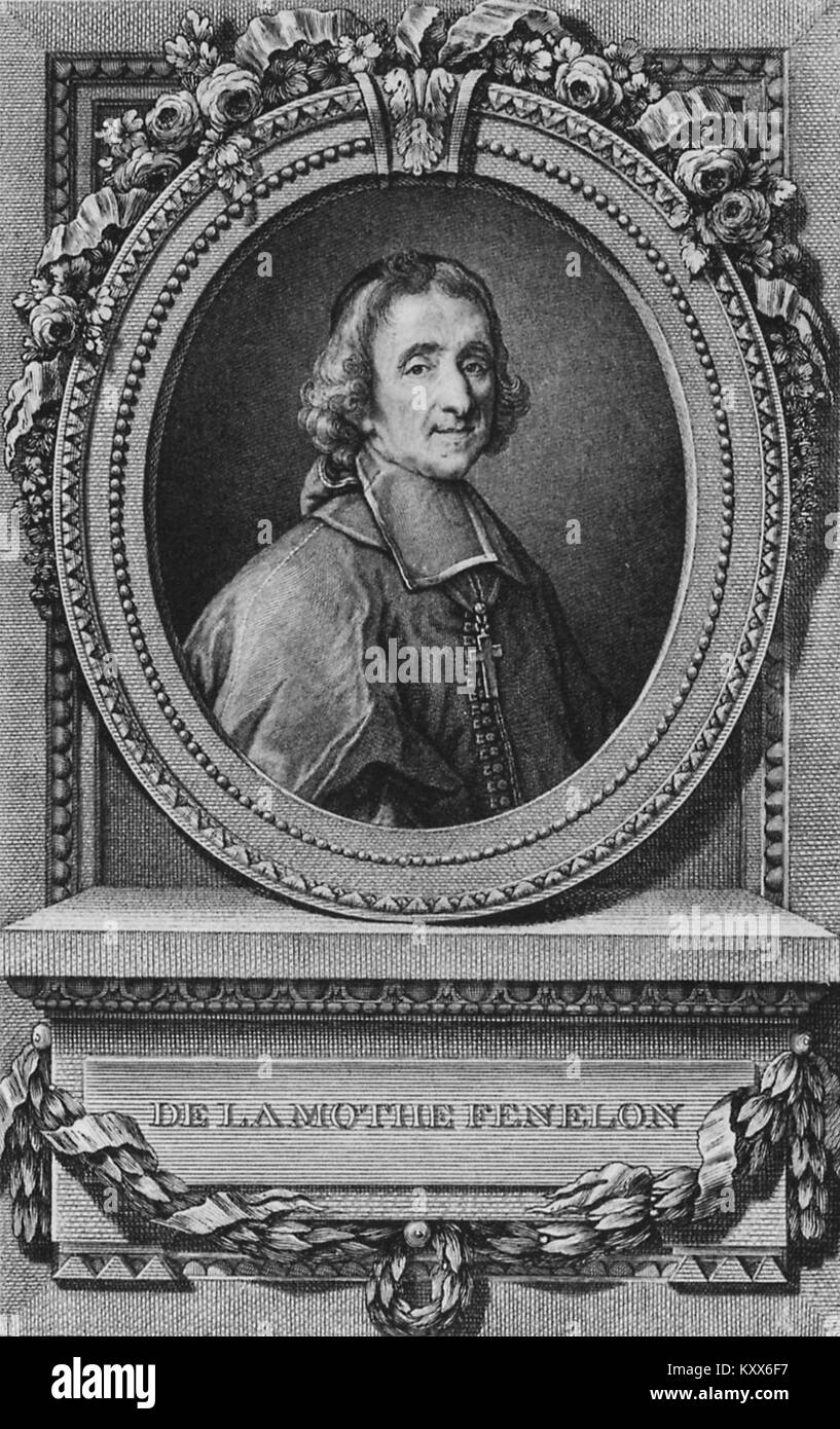 Porträt von Francois Fénelon, einem französischen römisch-katholischen Erzbischof, Theologen und Schriftsteller, der für seine Werke über Spiritualität und Erziehung bekannt ist, darunter Les Aventures de Télémaque. Stockfoto