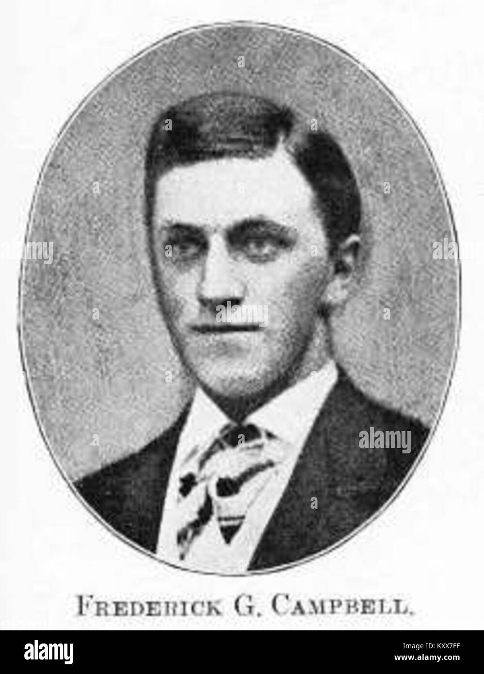 Eine historische Fotografie von Frederick George Campbell, einem Gründer der Phi Sigma Kappa-Bruderschaft, aufgenommen 1875. Dieses Bild zeigt seine Beiträge zum amerikanischen College-Leben und zur Gründung der Bruderschaft-Kultur. Stockfoto