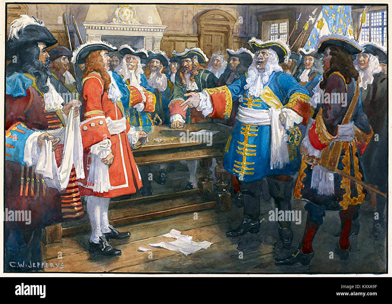 Frontenac Empfang der Gesandten des Sir William Phipps forderten die Kapitulation von Quebec, 1690 Stockfoto