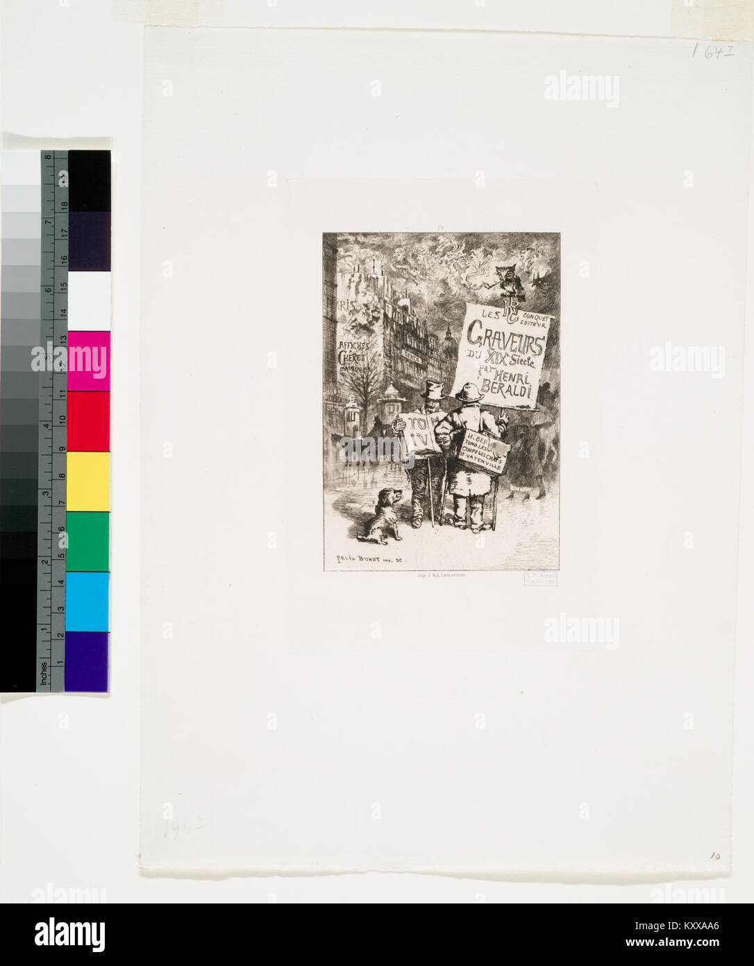 Eine Frontgrafik aus Henri Béraldis „Les graveurs du XIXe siècle“, die die Graveure des 19. Jahrhunderts und ihre Beiträge zur Entwicklung der europäischen Druckerei hervorhebt. Stockfoto