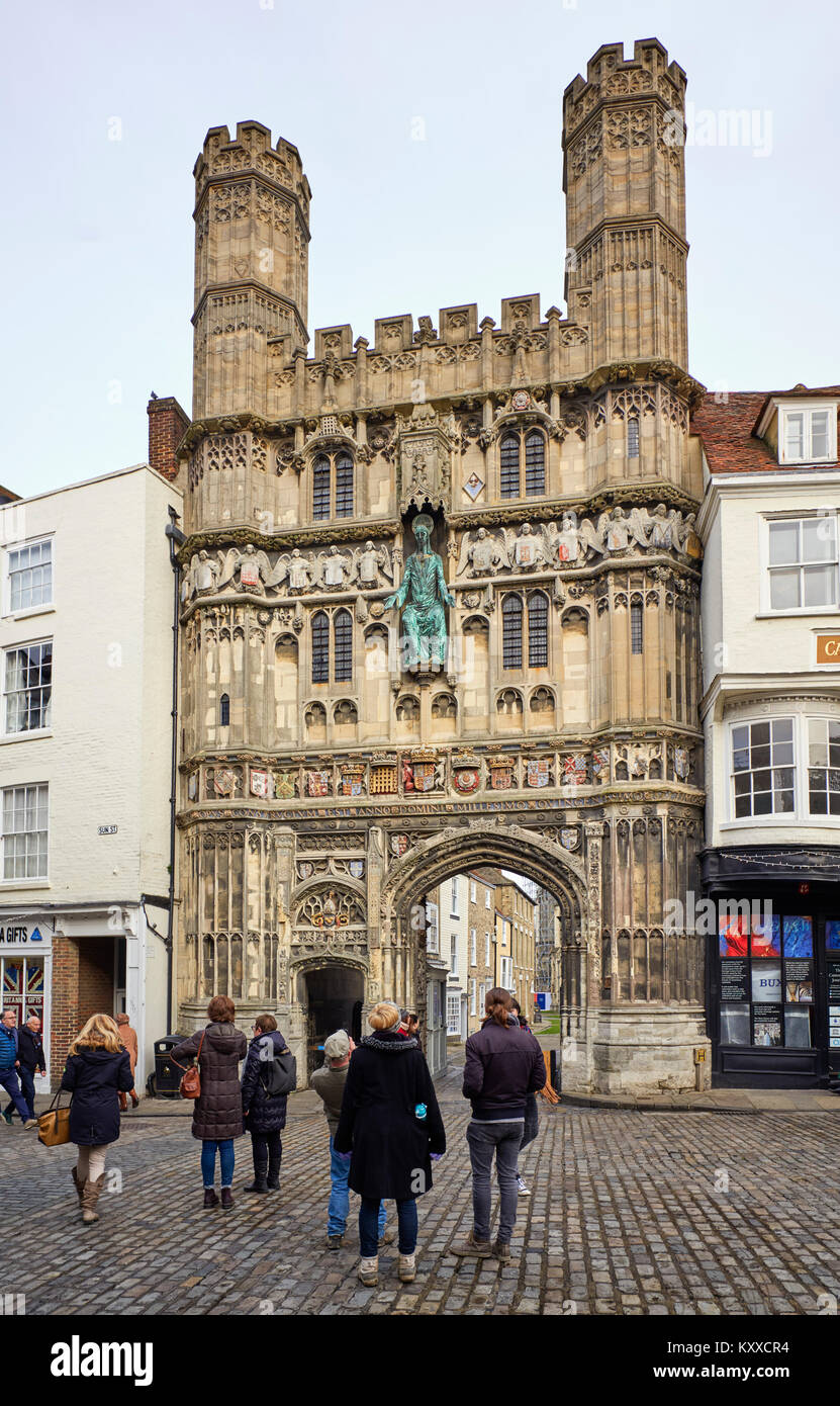 Die Christchurch Tor am Eingang der Kathedrale von Canterbury im Sun Street Stockfoto