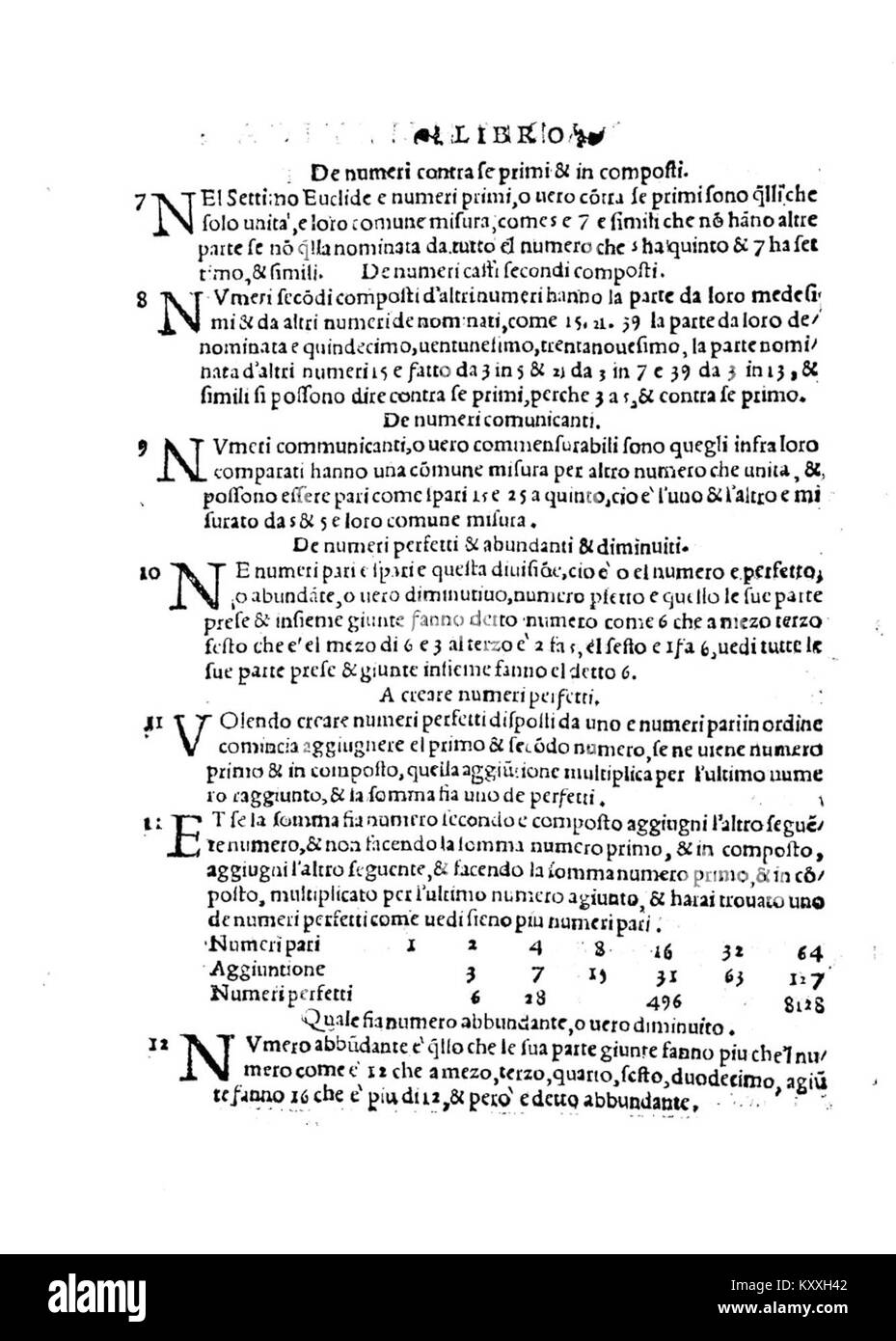 Eine Ausgabe von 1552 von „Pratica d’Arithmetica“, einem mathematischen Werk von Galigai, das praktische arithmetische Methoden in der Renaissance anbietet und zur Entwicklung der Mathematik in Italien und Europa beiträgt. Stockfoto