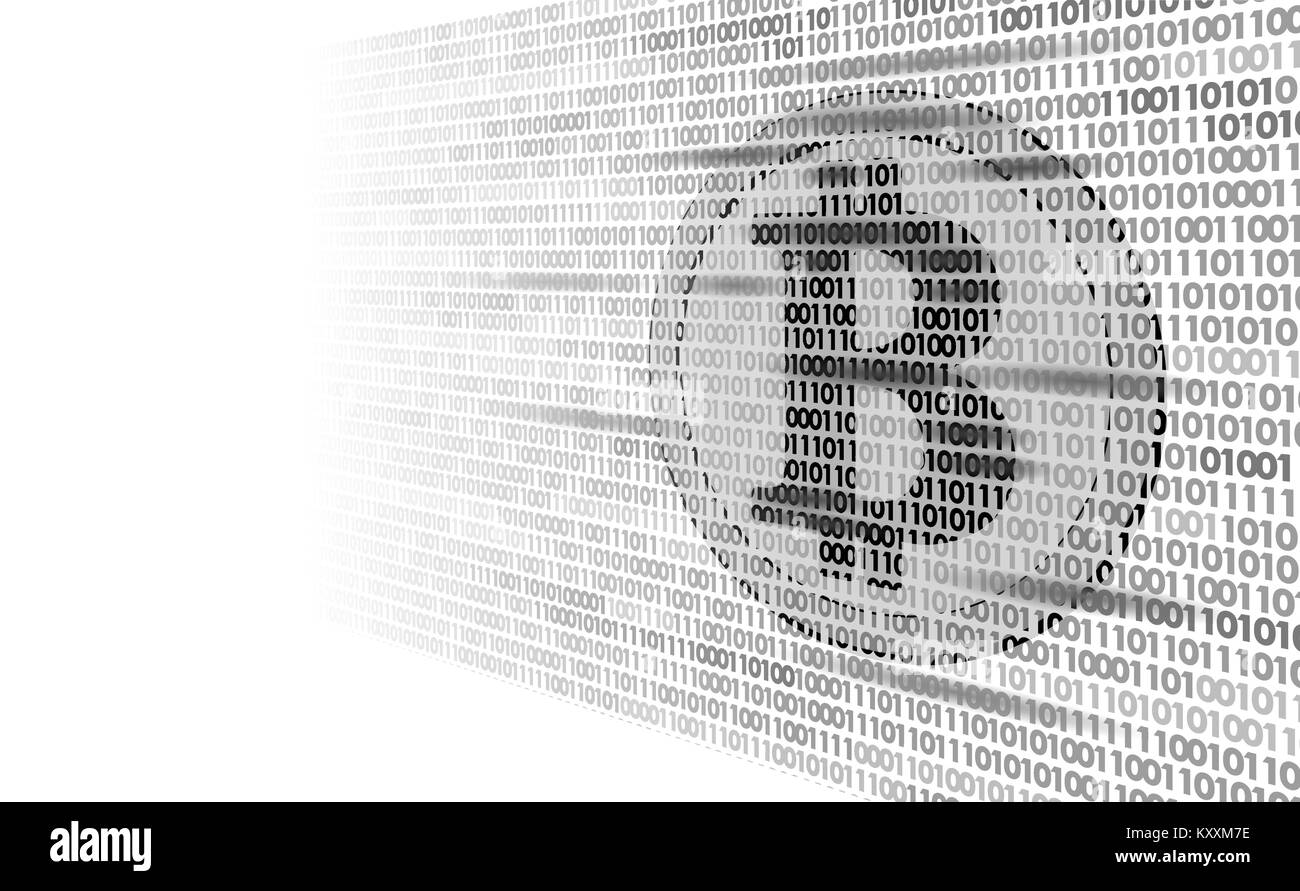 Bitcoin digitale cryptocurrency Zeichen Binär Code Nummer. Big Data Information Mining Technologie. White monochrome glühende Zusammenfassung web Internet electronic payment Vector Illustration Stock Vektor