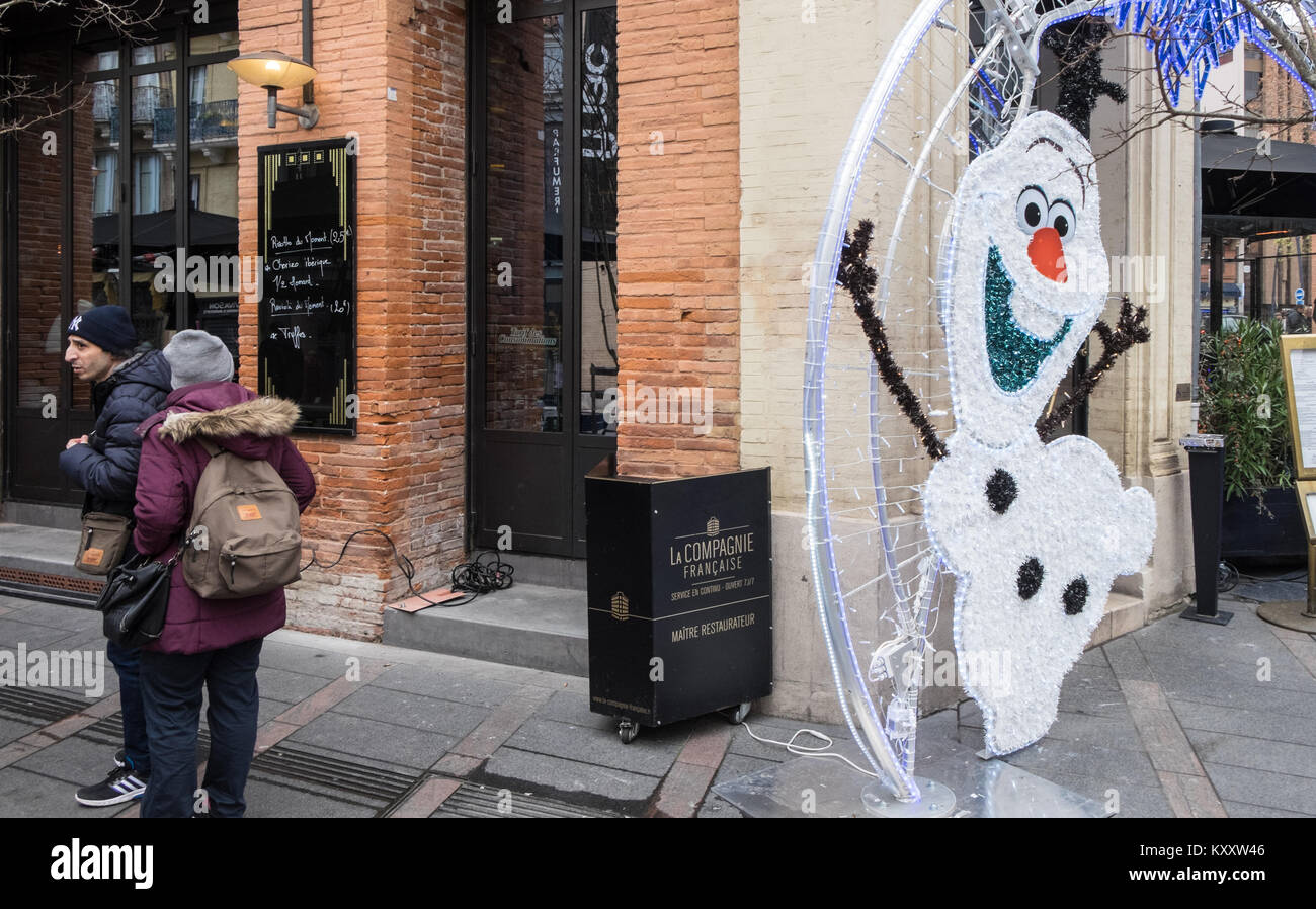 Weihnachten, Statue, Werbung, Außen, Restaurant, Toulouse, Frankreich, Abteilung, der, Haute-Garonne, Region, Royal, Frankreich, Französisch, Europa, Europäischen, Stockfoto