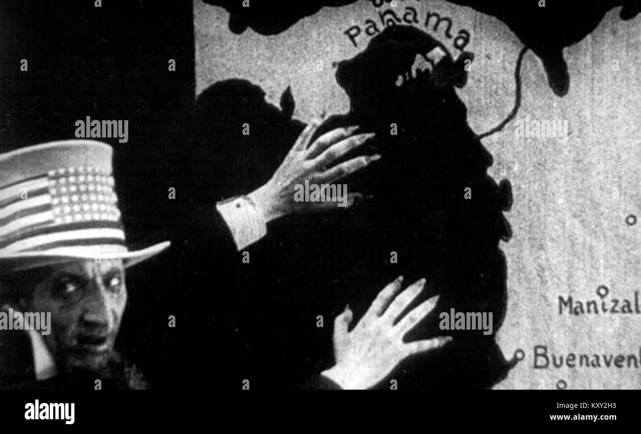 Garras del Tío Sam (Uncle Sam’s Claws) ist ein politischer Cartoon, der US-Imperialismus und Einfluss symbolisiert und Uncle Sam als satirische Figur benutzt, um die amerikanische Außen- und Innenpolitik zu kritisieren. Stockfoto