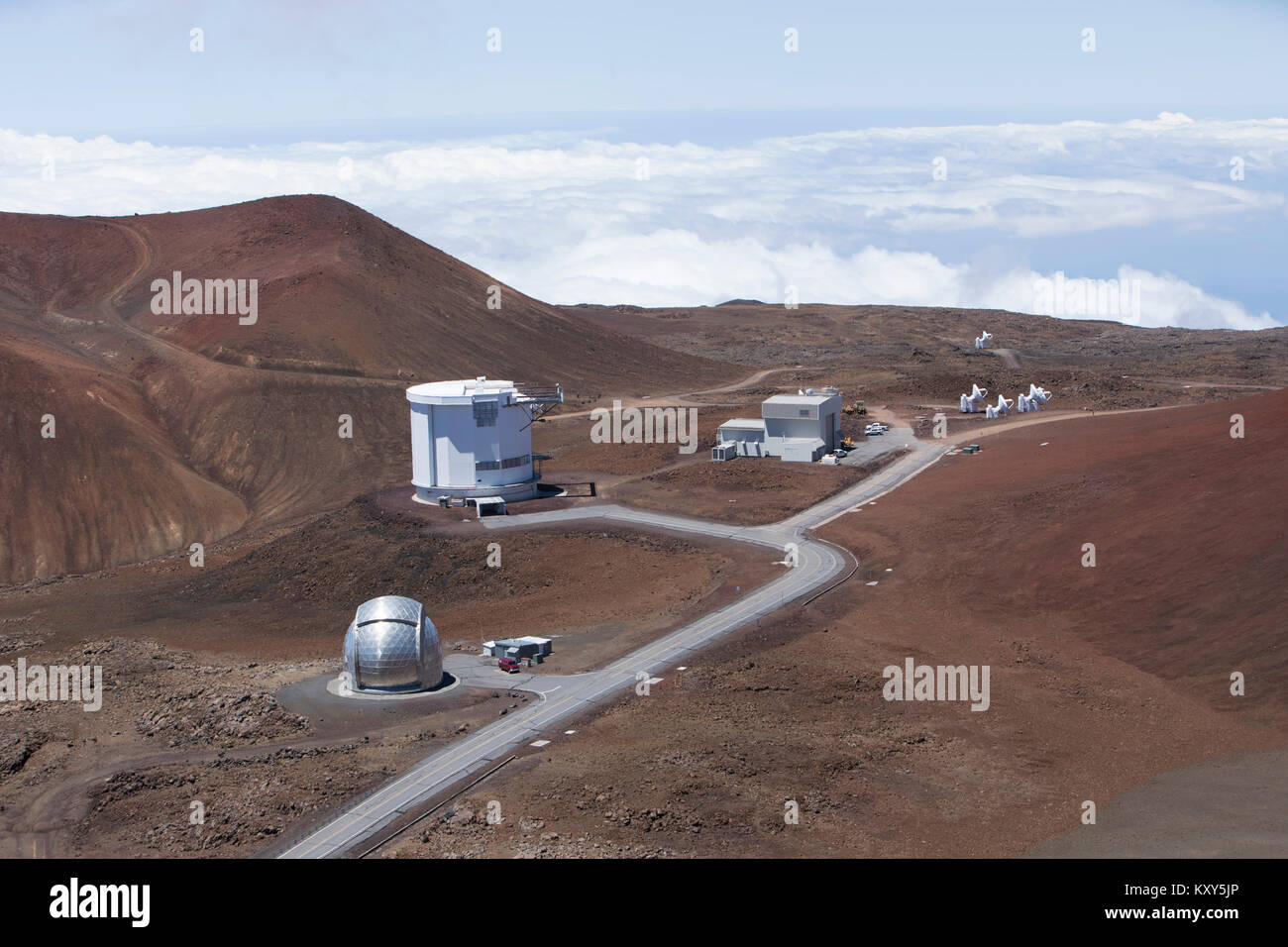 Mauna Kea Observatorium Teleskops Hawaii. MKO, astronomische Forschungseinrichtungen. NASA-international. Wissenschaft, Forschung und Bildung. Stockfoto