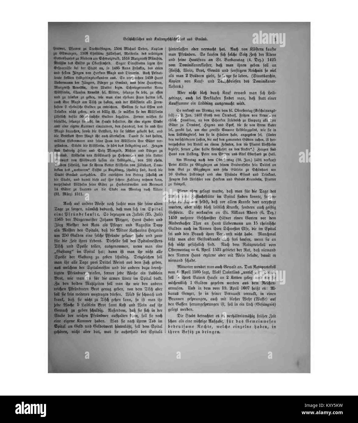 Historische Aufzeichnungen aus Gmünd, Deutschland, dokumentieren lokale Ereignisse, bemerkenswerte Persönlichkeiten und regionale Entwicklungen in der Stadtgeschichte. Stockfoto