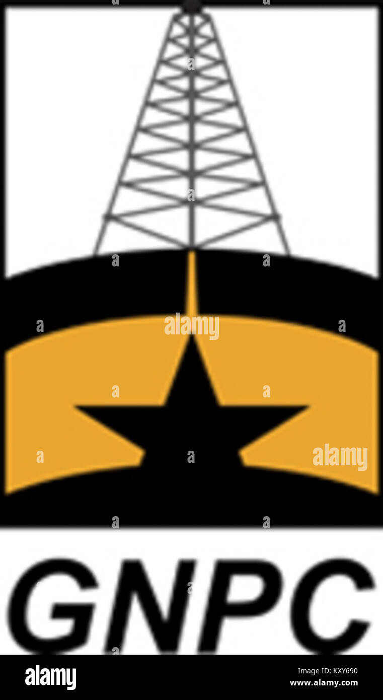 Das Logo der Ghana National Petroleum Corporation (GNPC), die das staatliche Unternehmen Ghanas repräsentiert, das für die Exploration, Förderung und Entwicklung des Energiesektors verantwortlich ist. Stockfoto