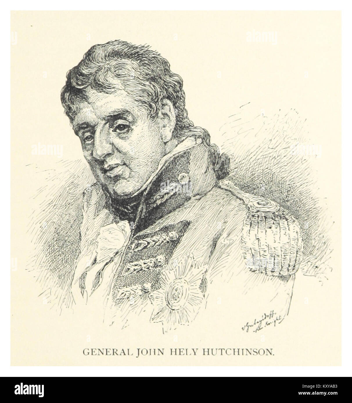 Dieses Porträt von GRIBAY, DOFF von General Hutchinson aus dem Jahr 1890, fängt die Militärfigur in einem künstlerischen Kontext ein und spiegelt den Stil der Militärporträts aus dem 19. Jahrhundert wider. Stockfoto