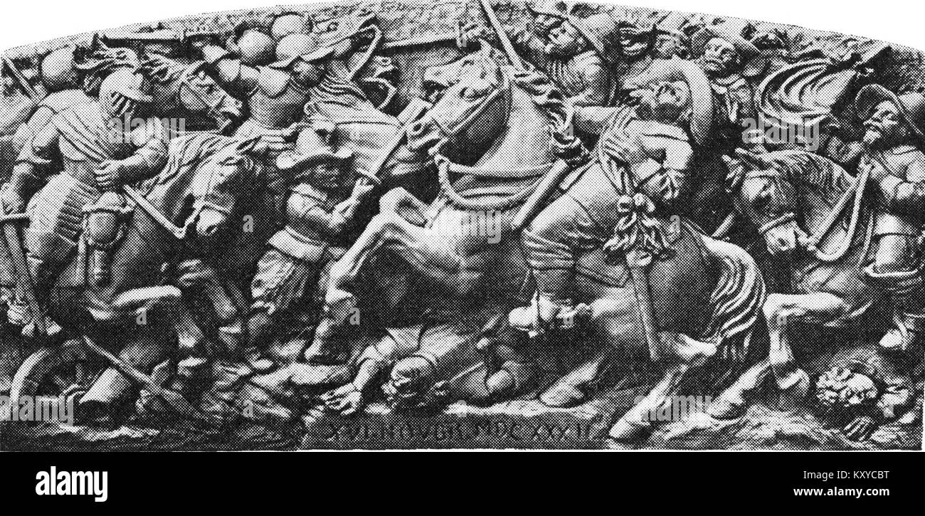 Dieses historische Gemälde zeigt König Gustav II. Adolf von Schweden in der Schlacht von Lützen (1632), der den Moment seines Todes am 6. November 1632 festnimmt und in den Kontext der schwedischen protestantischen Militärführung während des Dreißigjährigen Krieges gestellt wurde. Stockfoto