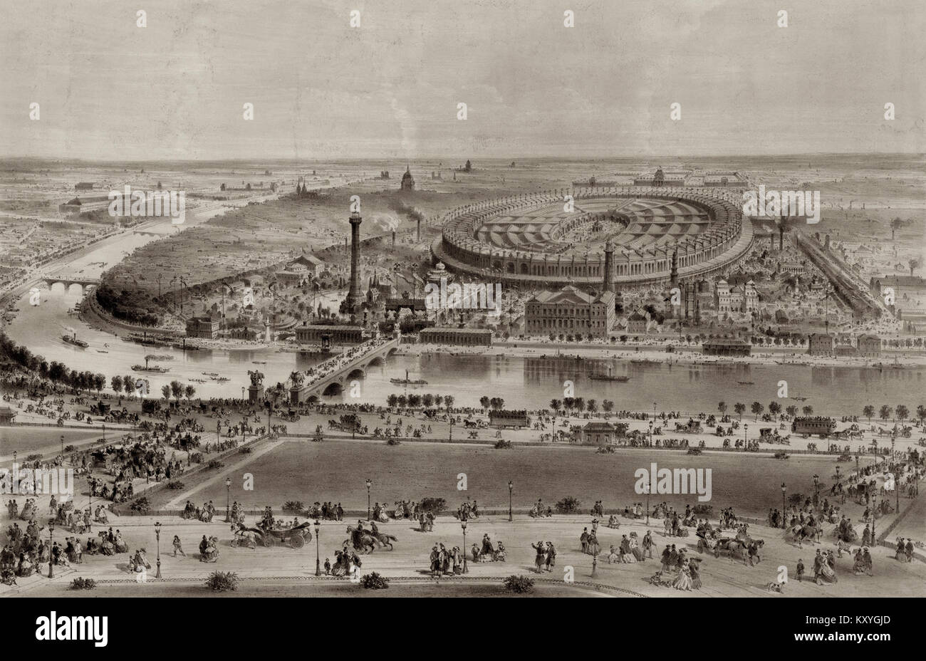 Exposition Universelle de 1867, Vue Generale Prise des Hauteurs du Trocadéro Stockfoto