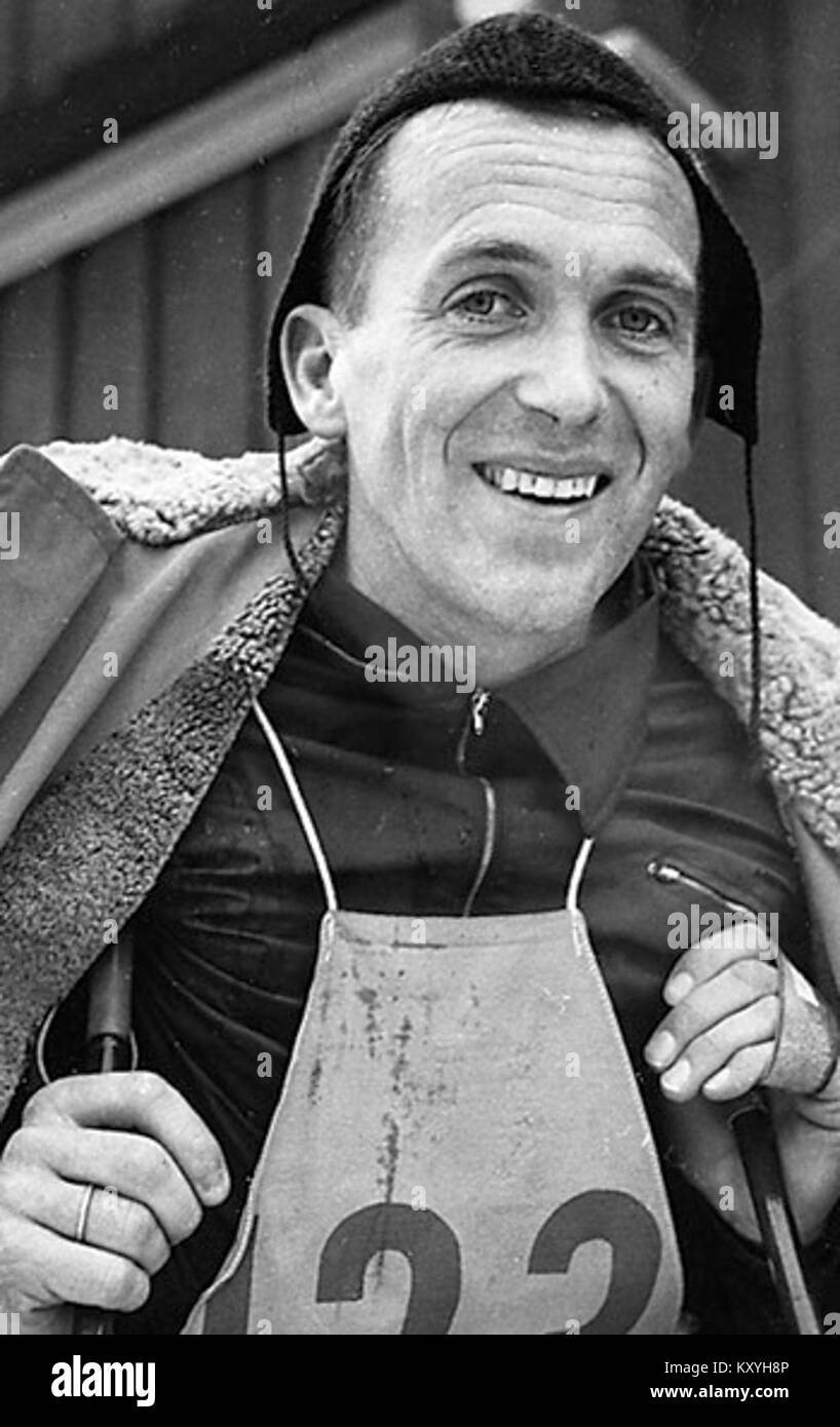 Foto oder Aufzeichnung von Hallgeir Brenden, norwegischer Skilanglauf und Olympiasieger, der für seine Leistungen im Wintersport Mitte des 20. Jahrhunderts ausgezeichnet wurde. Stockfoto