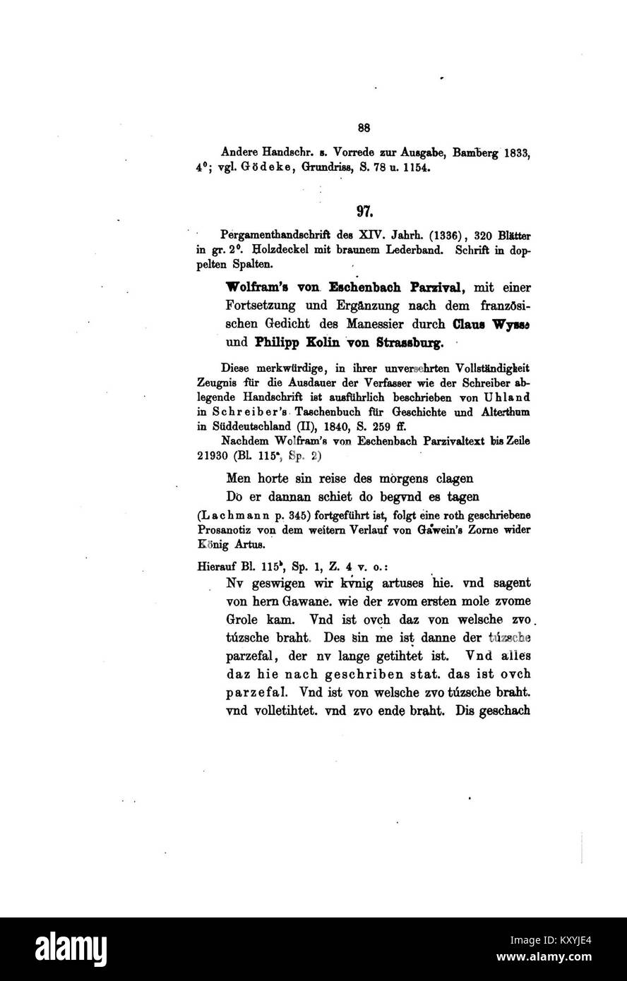 Dieses Bild zeigt die Handschrift Nr. 102 aus der Fürstlich-Fürstenbergischen Hofbibliothek in Donaueschingen, illustriert mit gotischer Schrift und dekorativen Borten, die Teil einer historischen Adelsbibliothek ist. Stockfoto