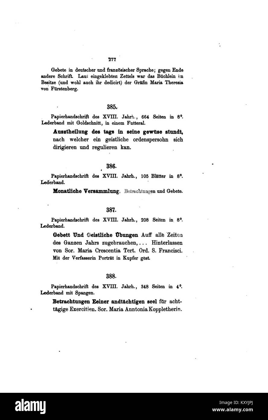 Handschrift Nr. 291 in der Hofbibliothek Fürstenberg, Deutschland, bietet Einblick in die historische Literatur und die in der Hofbibliothek erhaltenen Dokumente. Stockfoto