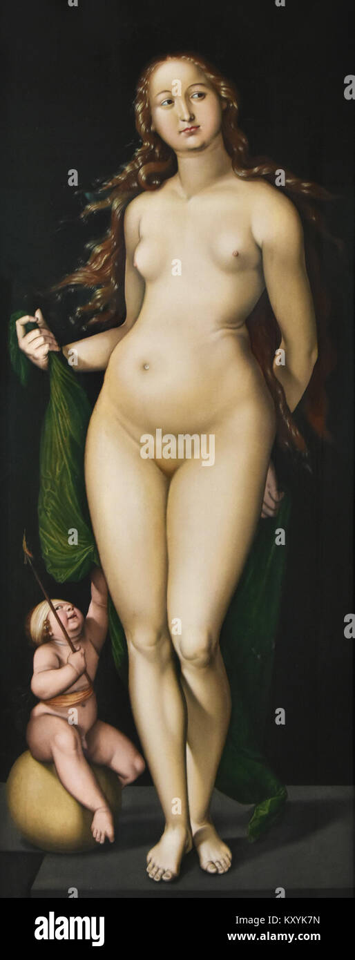 Hans Baldung Griens „Venus en Amor“ im Kröller-Müller Museum zeigt mythologische Figuren Venus und Amor im Renaissance-Stil und veranschaulicht europäische Kunsttraditionen. Stockfoto