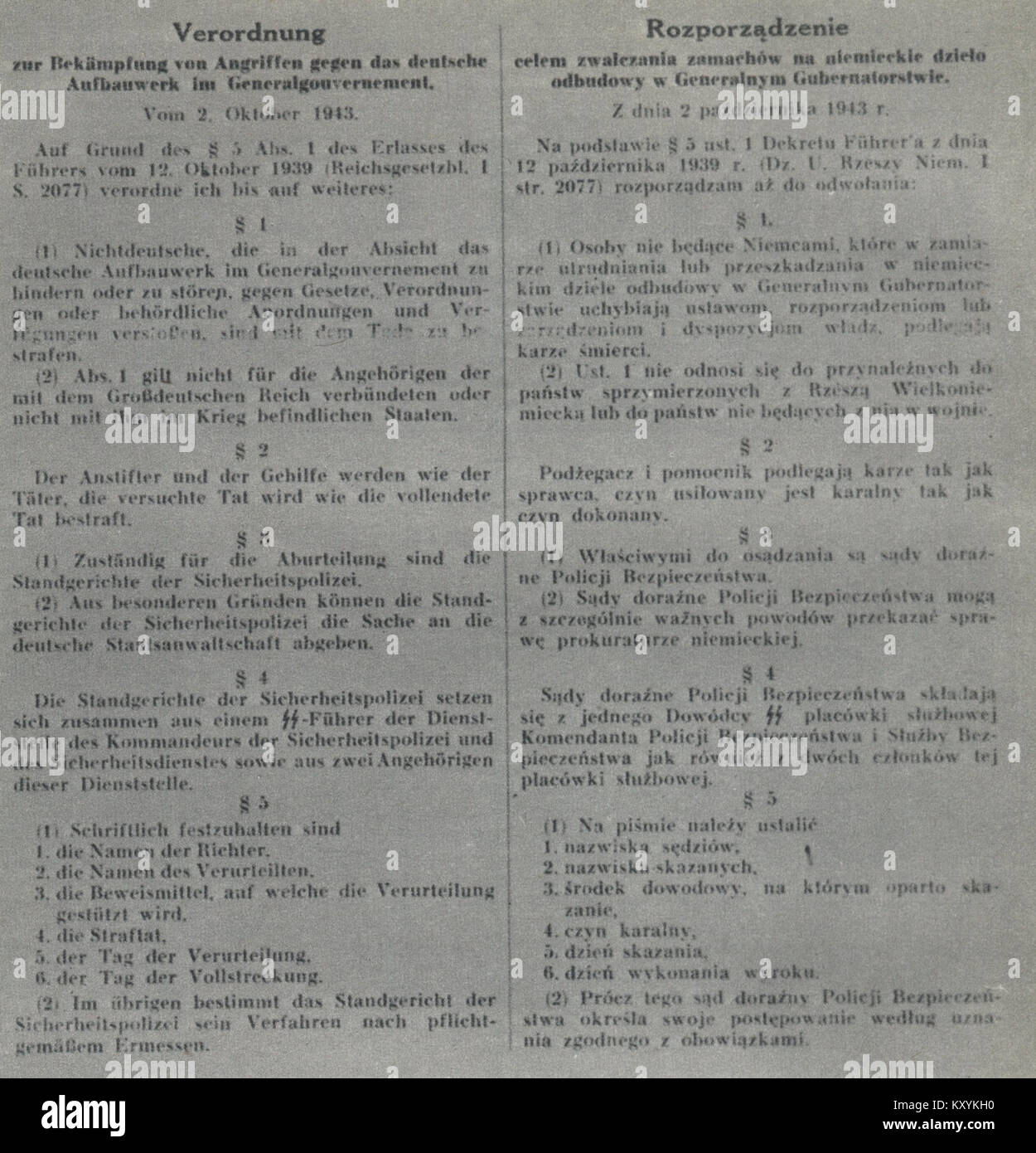 Hans Frank die Verordnung über den Kampf gegen die Versuche der Deutschen Plan des Wiederaufbaus im Generalgouvernement 01 zu gefährden Stockfoto