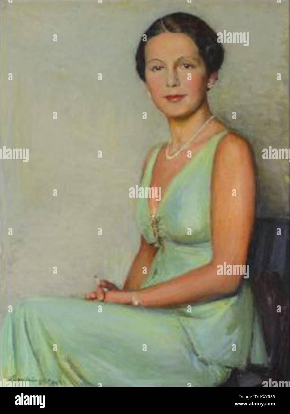 Heinrich Rauchingers Gemälde Frauenporträt von 1937 zeigt ein Frauenporträt, das menschliche Form, Gesichtsausdruck und Porträttechniken des frühen 20. Jahrhunderts betont. Stockfoto