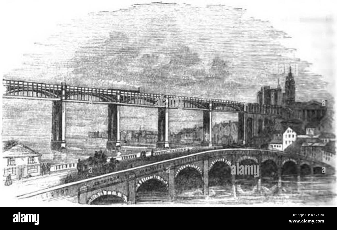 Die High Level Bridges und Low Level Bridges in Newcastle, Großbritannien, veranschaulichen Ingenieurdesign, strukturelle Architektur und ihre Bedeutung für die städtische Infrastruktur und den Verkehr. Stockfoto