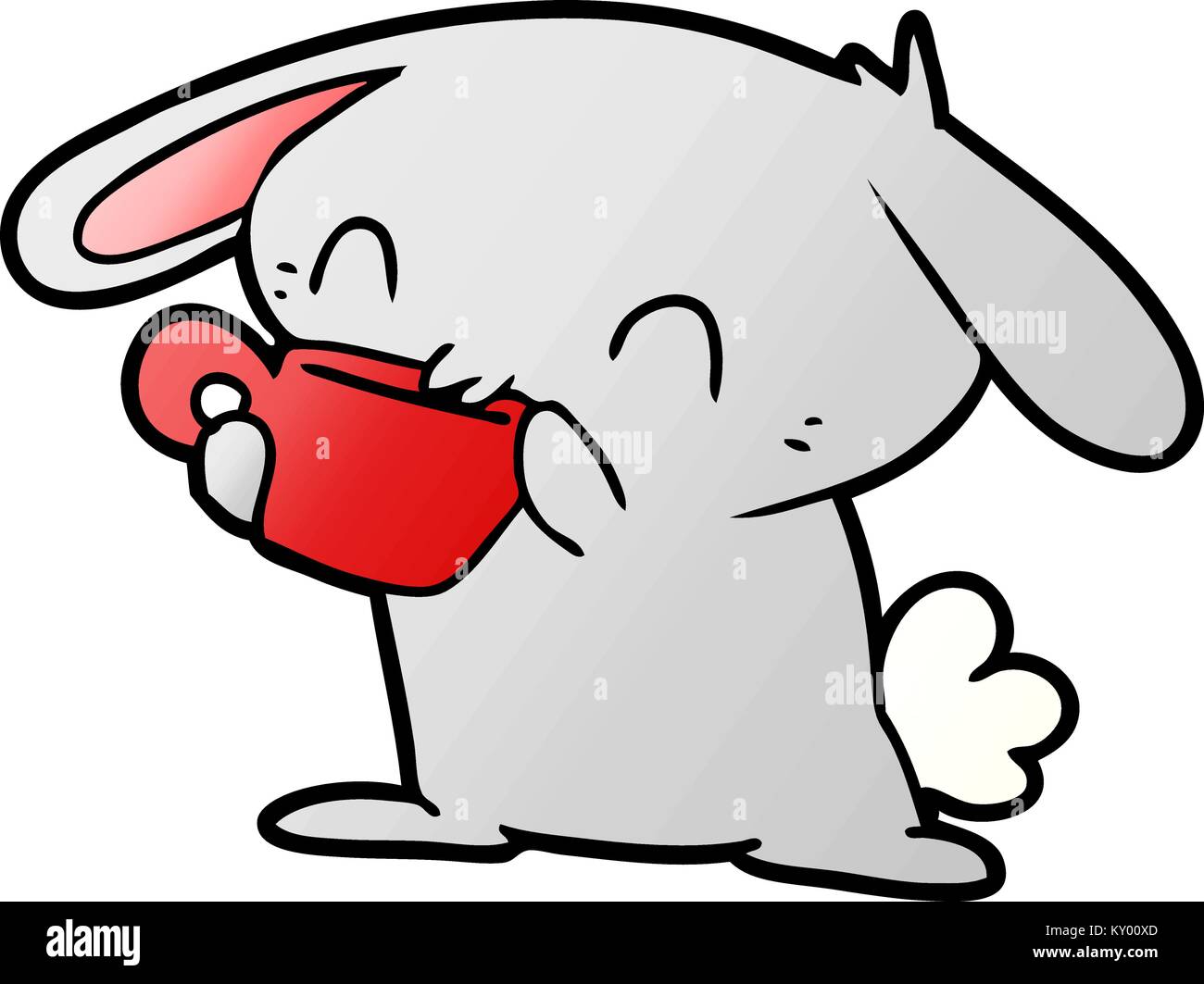 Cartoon Kaninchen Tee Trinken Stock Vektorgrafik Alamy