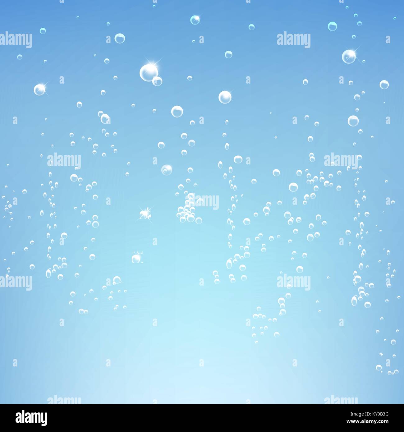 Textur Wasser Blasen auf blauem Grund Stock Vektor