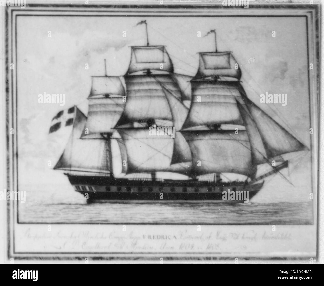 Schiffsporträt der FREDRICA, das das Design und die maritime Bedeutung des Schiffes im frühen 20. Jahrhundert zeigt. Stockfoto