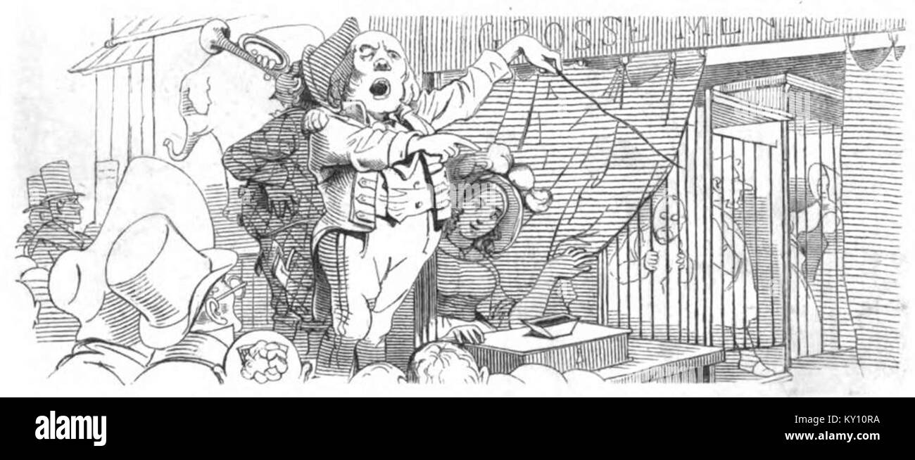 Illustration aus der satirischen Zeitschrift Fliegende Blätter, die eine humorvolle oder karikaturhafte Zeichnung zeigt. Stockfoto