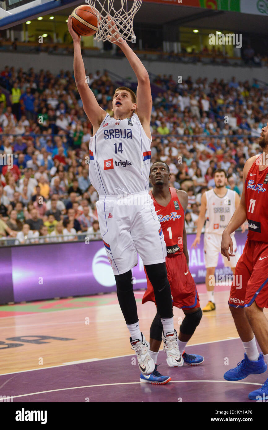 Nikola Jokic. Serbien Basketball Nationalmannschaft. FIBA OQT Tournament, Belgrad 2016 Stockfoto