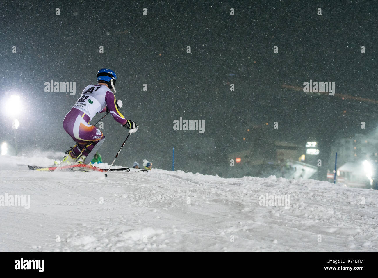 Die norwegische Wm Ski alpin Racer Jonathan Nordbottton (32) stellt Schritt während der erste Lauf der Männer Slalom am AUDI FIS Weltcup Rennen in Schladming. Photo Credit: Christoph Oberschneider. Stockfoto