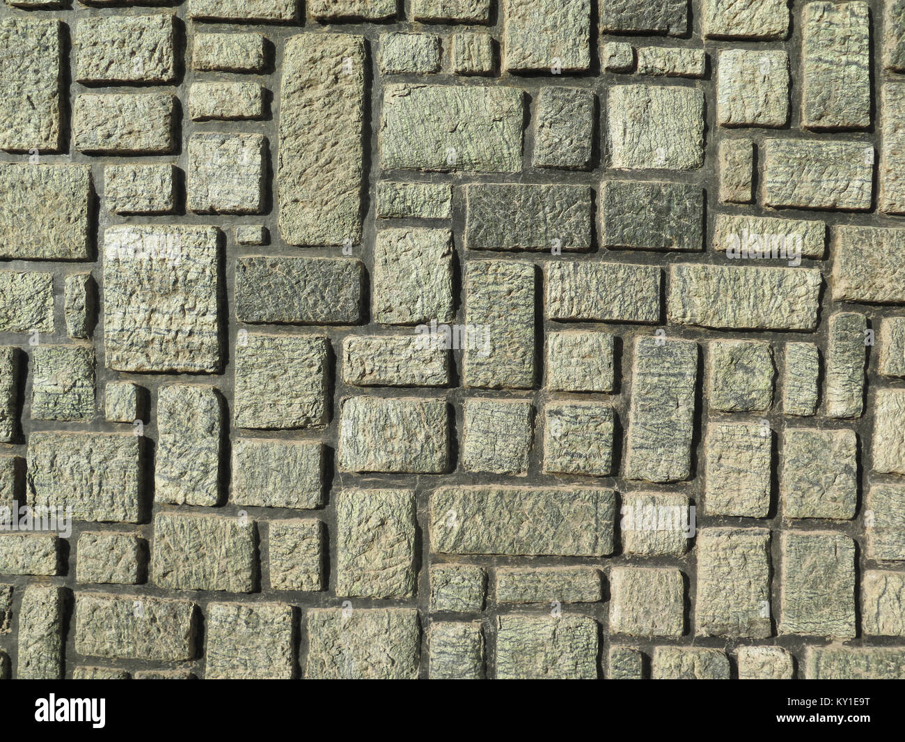 Nahaufnahme der graue rechteckige Block Wand aus Stein im spanischen Stil Stockfoto