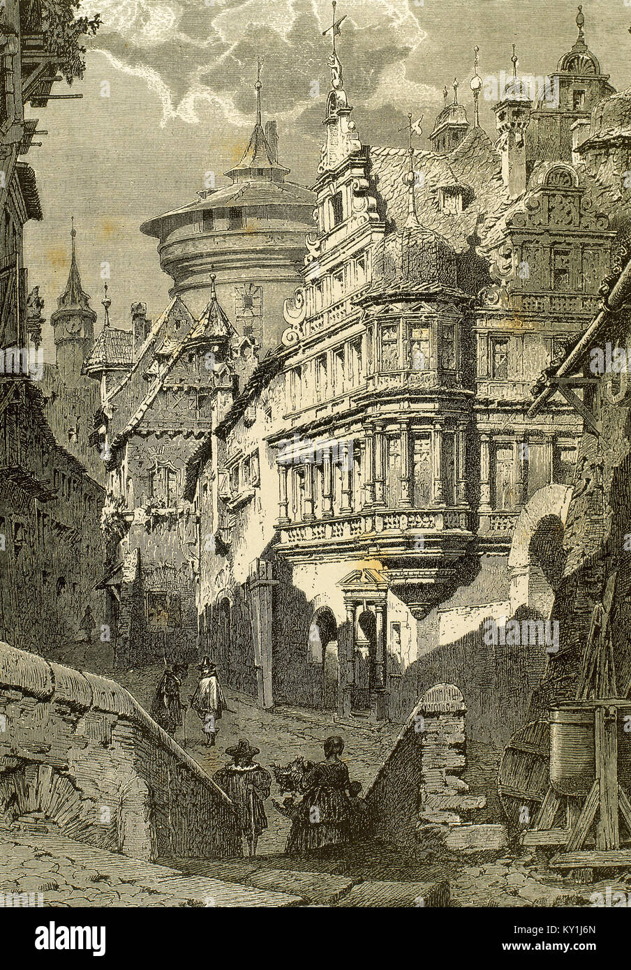 Baustil Im 17 18 Jahrhundert 17th century engraving people -Fotos und -Bildmaterial in hoher