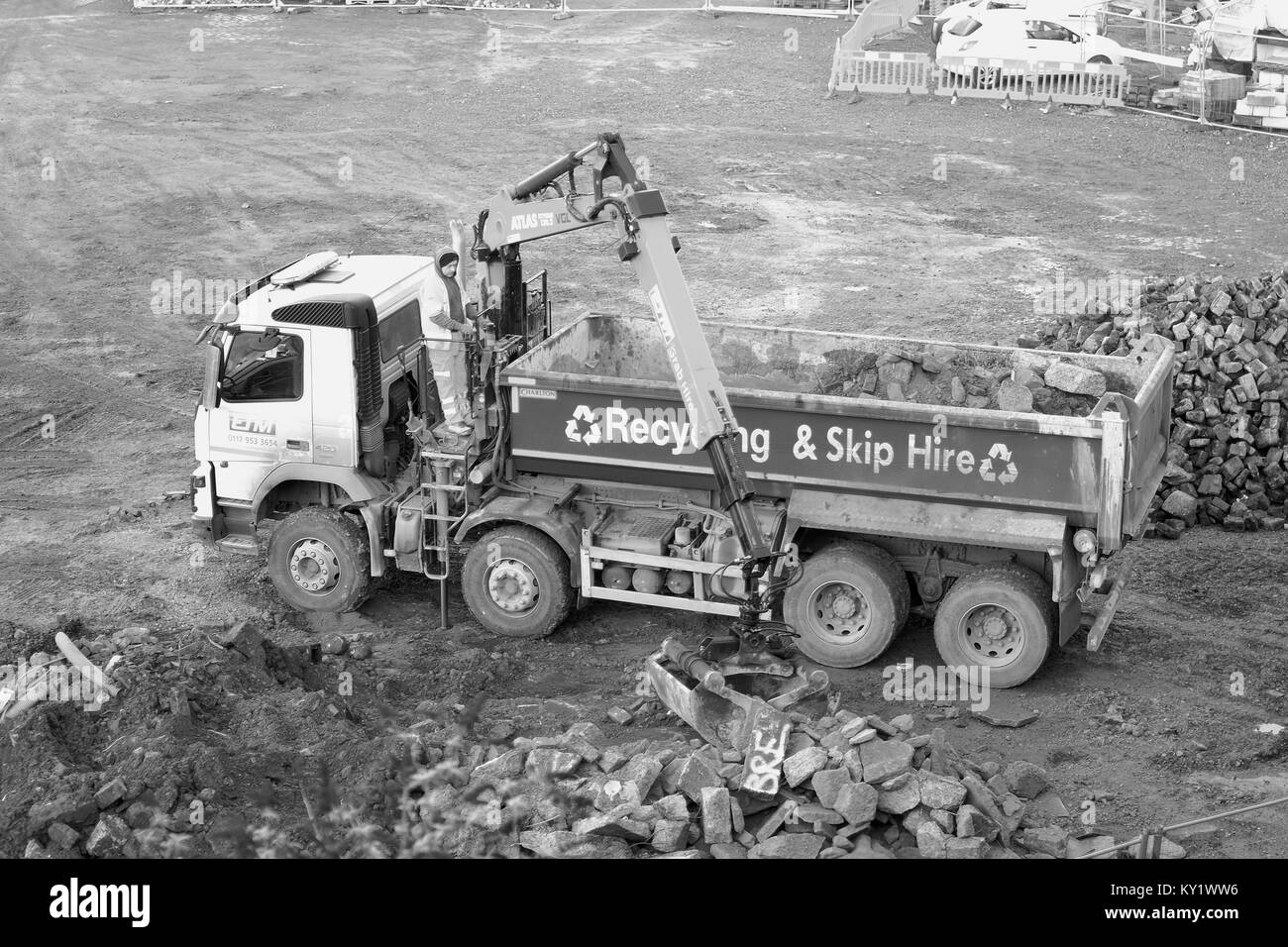 Januar 2018 - Big Truck bewegten Schutt und Materialien Stockfoto