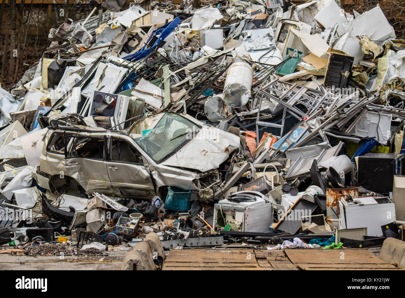 Metallrecycler möchte die positive Veränderung in unserer Abfälle. Stockfoto