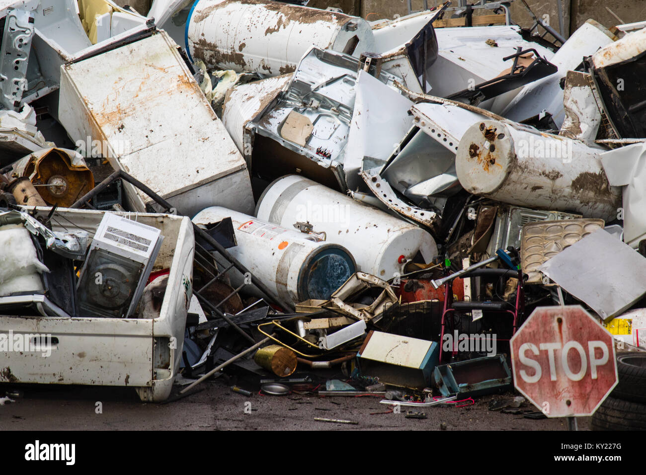 Metallrecycler möchte die positive Veränderung in unserer Abfälle. Stockfoto