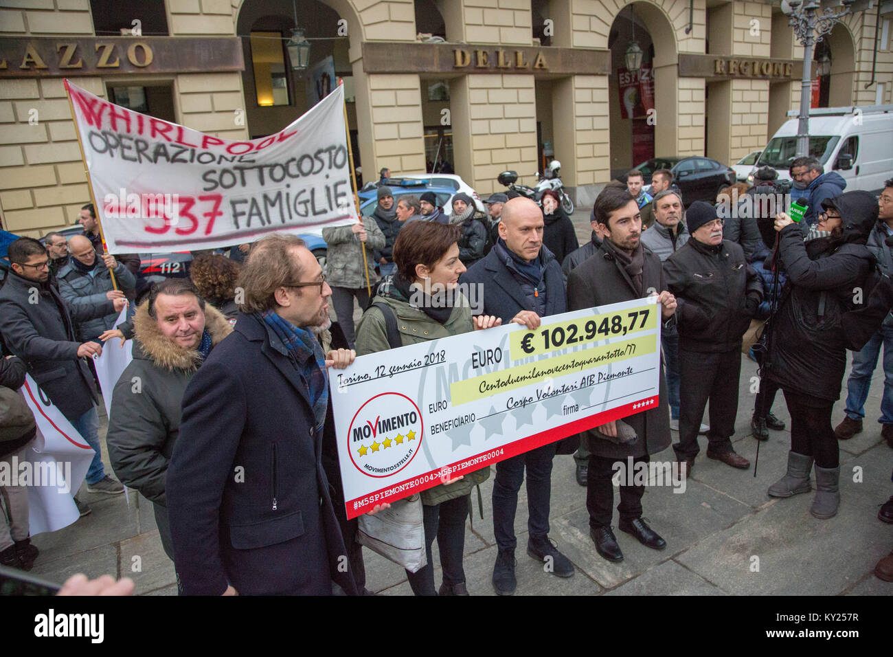 Turin, Italien. 12 Jan, 2018. Luigi Di Maio, Führer der Movimento 5 Stelle in Turin. Credit: Lorenzo Apra/Pacific Press/Alamy leben Nachrichten Stockfoto