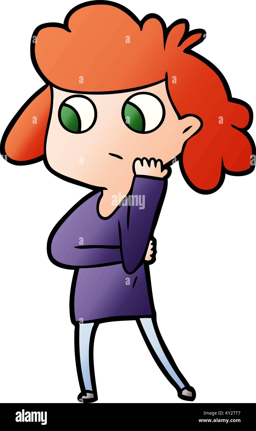 Cartoon Unsicher Frau Stock Vektorgrafik Alamy