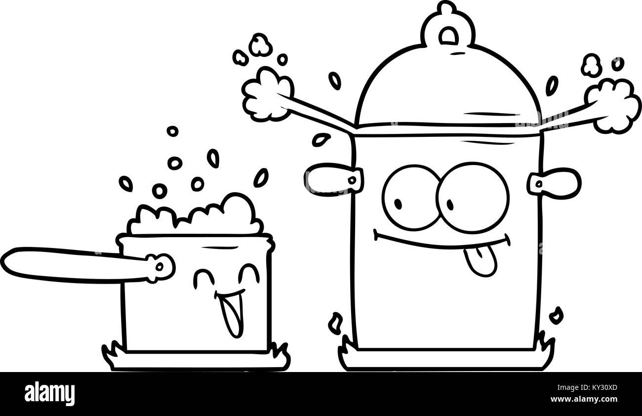 Sprudelnde Pfannen Cartoon Stock Vektor