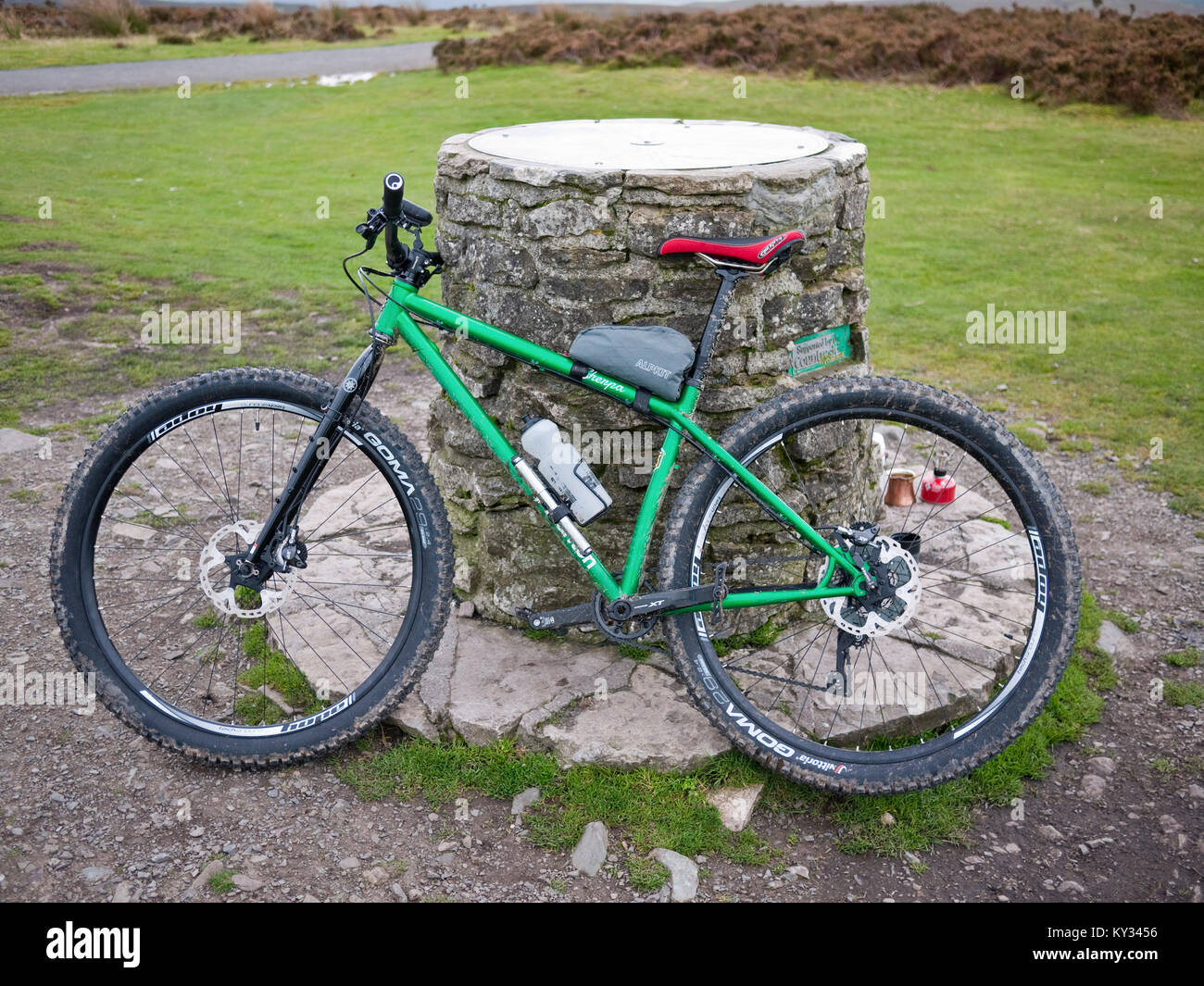 Stanton Sherpa "29er" Mountainbike am Pole Bank, den Gipfel des Long Mynd im Shropshire Hills, England, Großbritannien Stockfoto