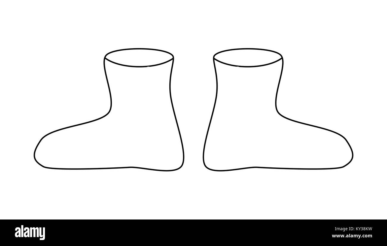 Gummistiefel Umrisse, Cartoon einfache gumboots auf weißem Hintergrund Stock Vektor