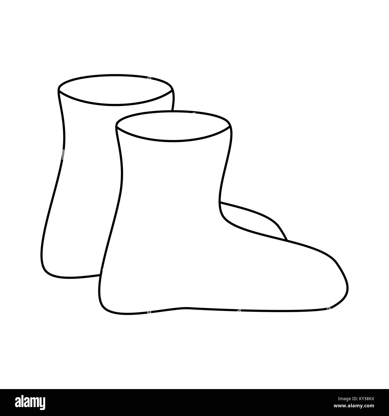 Gummistiefel Umrisse, Cartoon einfache gumboots auf weißem Hintergrund Stock Vektor