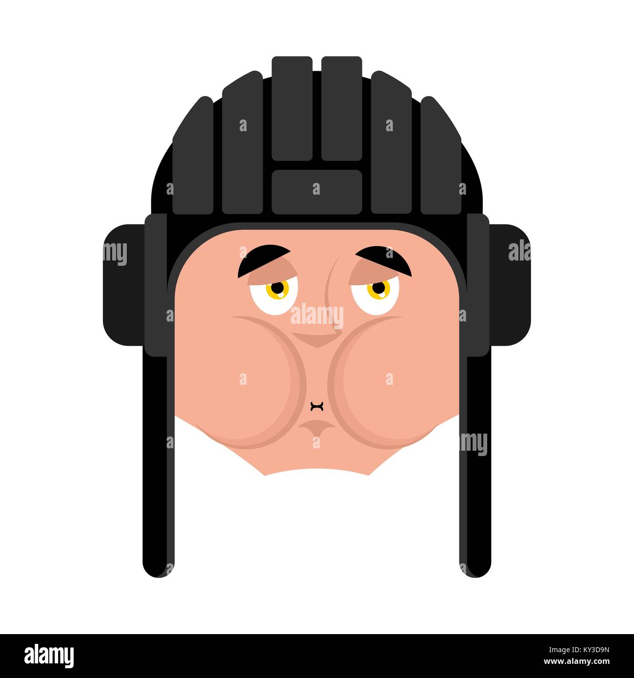 Tankman Kranken Übelkeit emoji. Russischer Soldat Ekelerregende emotion Avatar. Tankman Militärs in Russland. Abbildung 23. Februar. Verteidiger der Fatherlan Stock Vektor