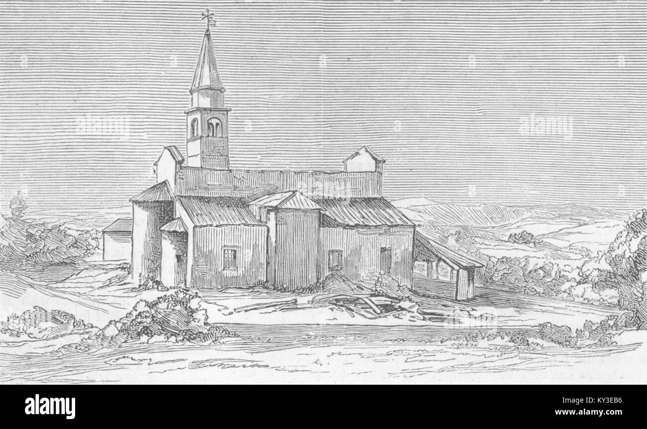 Italien Erdbeben Kirche, Conegliano 1873. Die Grafik Stockfoto