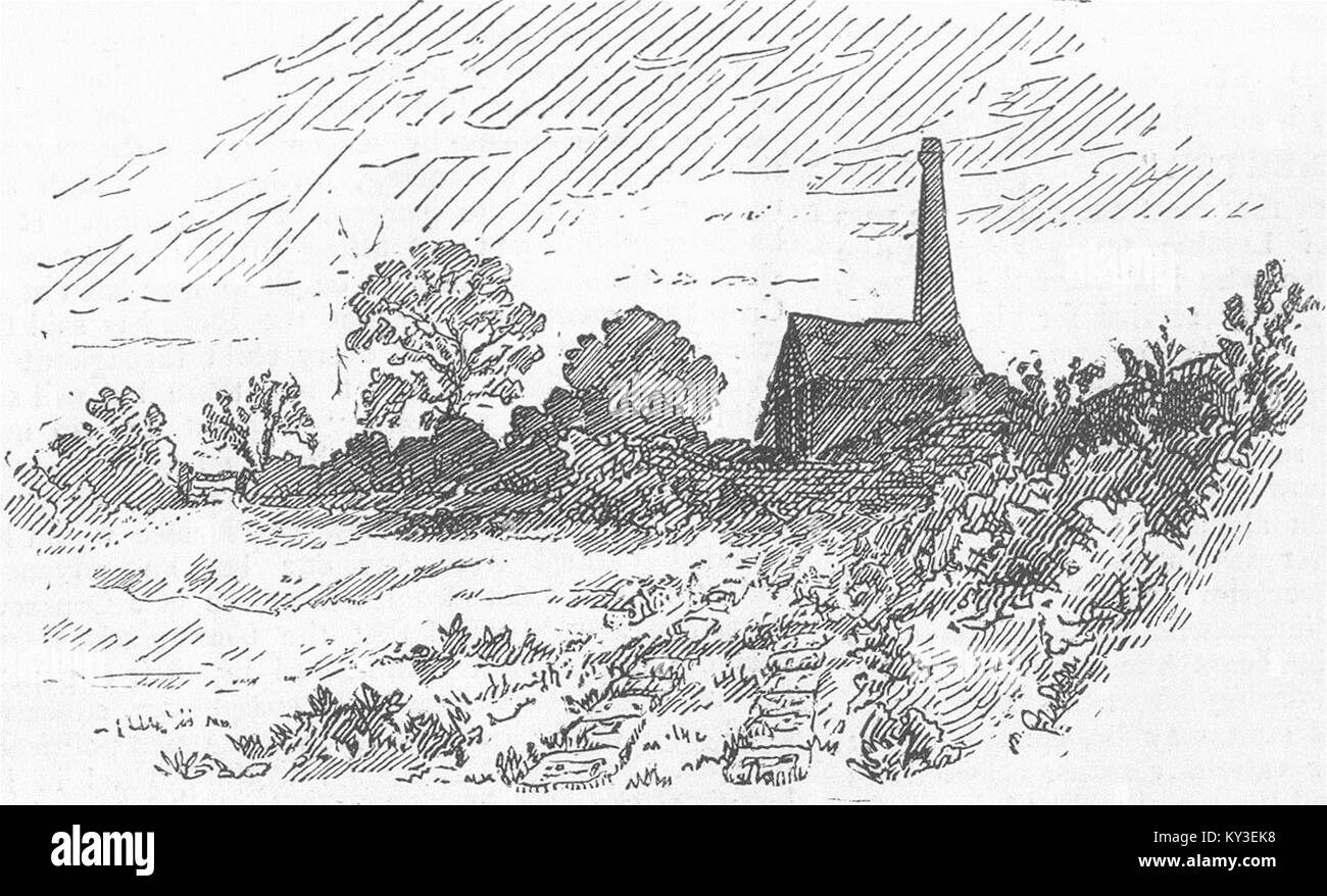 DURHAM Darlington Etherley Neigung & Motor Haus 1875. Die Grafik Stockfoto